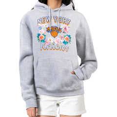 NBA New York Knicks G-III 4Her by Carl Banks Women's Flowers Team Logo Graphic Fleece Pullover Hoodie