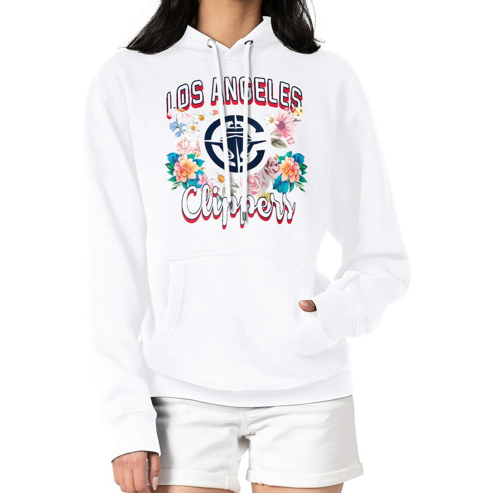 NBA LA Clippers G-III 4Her by Carl Banks Women's Flowers Team Logo Graphic Fleece Pullover Hoodie