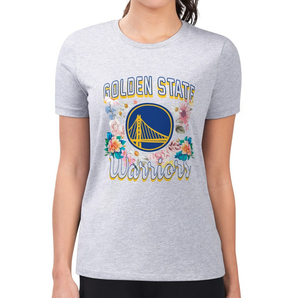 NBA Golden State Warriors G-III 4Her by Carl Banks Women's Super-Slim Fit Lightweight Flowers Team Logo Graphic T-Shirt sale