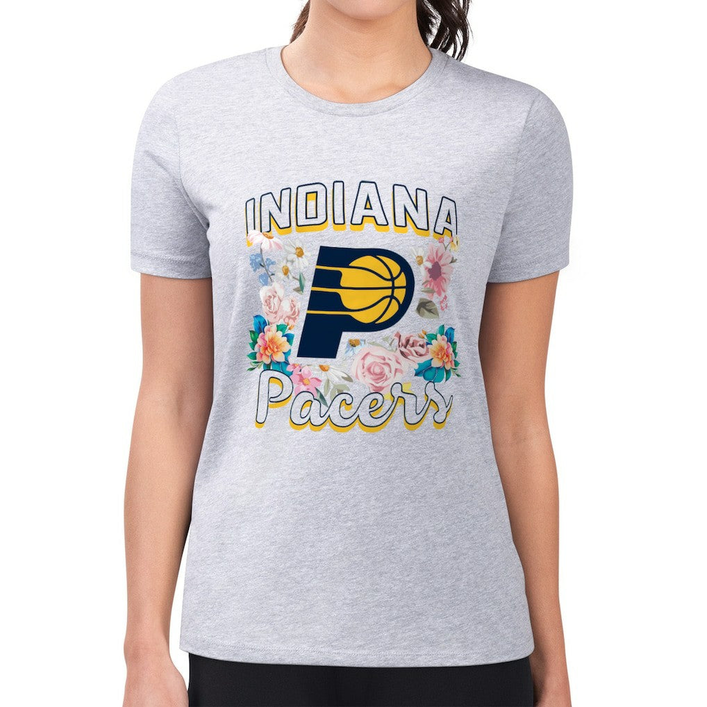 NBA Indiana Pacers G-III 4Her by Carl Banks Women's Super-Slim Fit Lightweight Flowers Team Logo Graphic T-Shirt