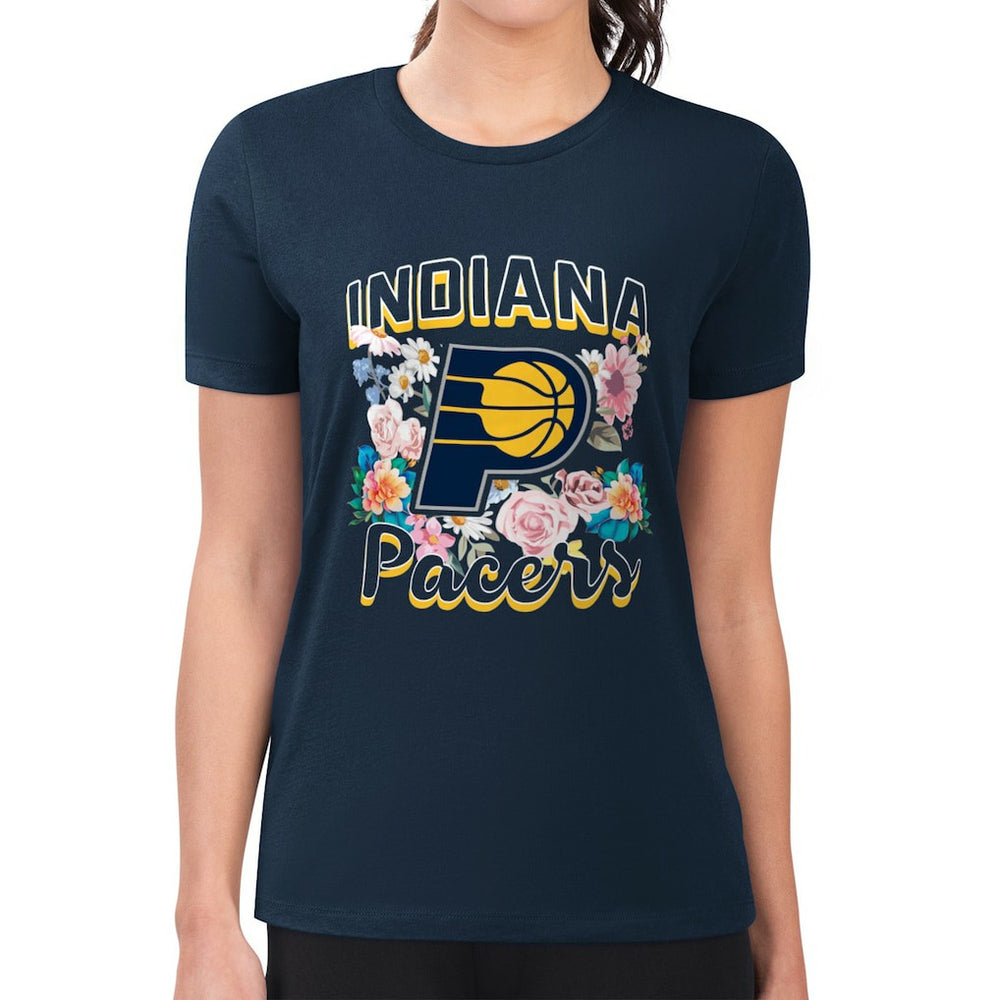 NBA Indiana Pacers G-III 4Her by Carl Banks Women's Super-Slim Fit Lightweight Flowers Team Logo Graphic T-Shirt
