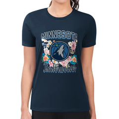 NBA Minnesota Timberwolves G-III 4Her by Carl Banks Women's Super-Slim Fit Lightweight Flowers Team Logo Graphic T-Shirt