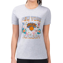 NBA New York Knicks G-III 4Her by Carl Banks Women's Super-Slim Fit Lightweight Flowers Team Logo Graphic T-Shirt