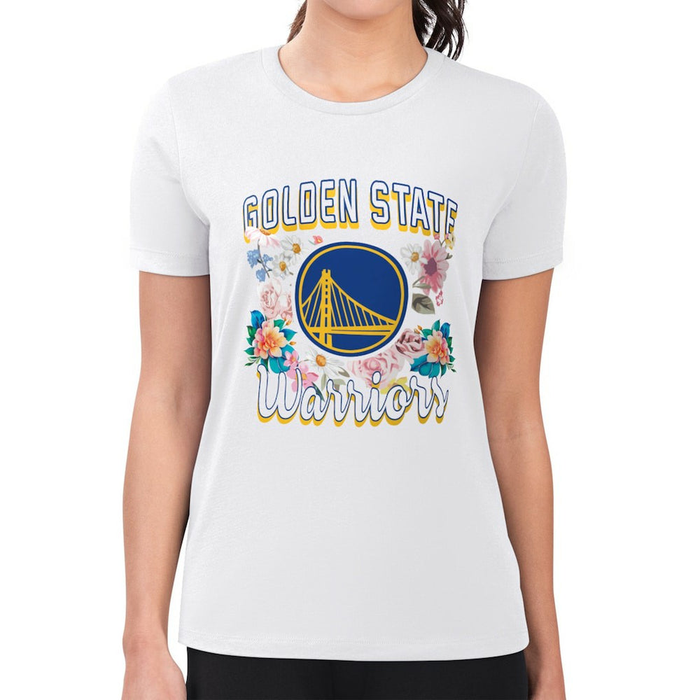 NBA Golden State Warriors G-III 4Her by Carl Banks Women's Super-Slim Fit Lightweight Flowers Team Logo Graphic T-Shirt sale