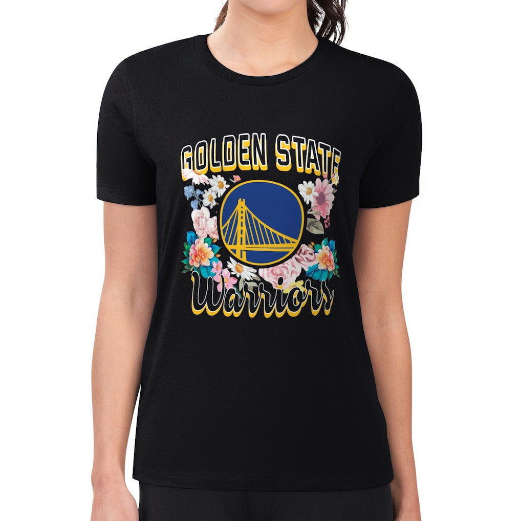 NBA Golden State Warriors G-III 4Her by Carl Banks Women's Super-Slim Fit Lightweight Flowers Team Logo Graphic T-Shirt sale