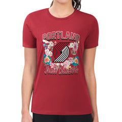 NBA Portland Trail Blazers G-III 4Her by Carl Banks Women's Super-Slim Fit Lightweight Flowers Team Logo Graphic T-Shirt