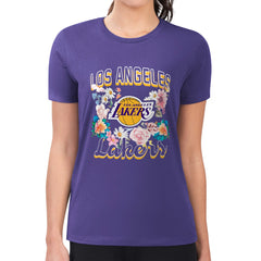 NBA Los Angeles Lakers G-III 4Her by Carl Banks Women's Super-Slim Fit Lightweight Flowers Team Logo Graphic T-Shirt