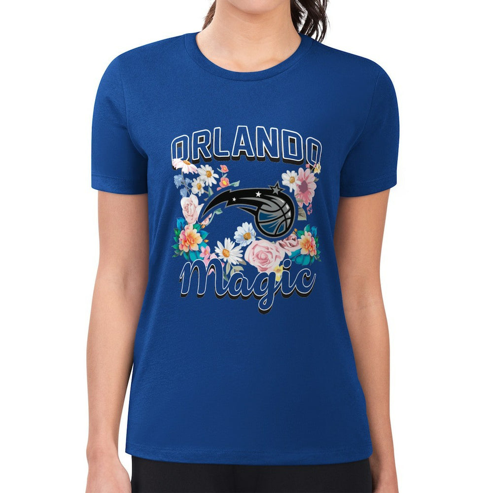 NBA Orlando Magic G-III 4Her by Carl Banks Women's Super-Slim Fit Lightweight Flowers Team Logo Graphic T-Shirt
