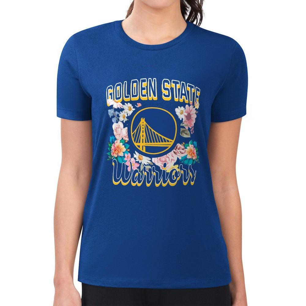 NBA Golden State Warriors G-III 4Her by Carl Banks Women's Super-Slim Fit Lightweight Flowers Team Logo Graphic T-Shirt sale