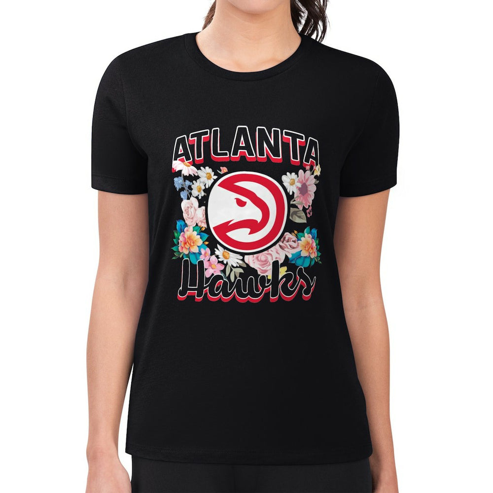 NBA Atlanta Hawks G-III 4Her by Carl Banks Women's Super-Slim Fit Lightweight Flowers Team Logo Graphic T-Shirt