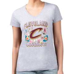 NBA Cleveland Cavaliers G-III 4Her by Carl Banks Women's Super-Slim Fit Lightweight Flowers Team Logo Graphic V-Neck T-Shirt sale