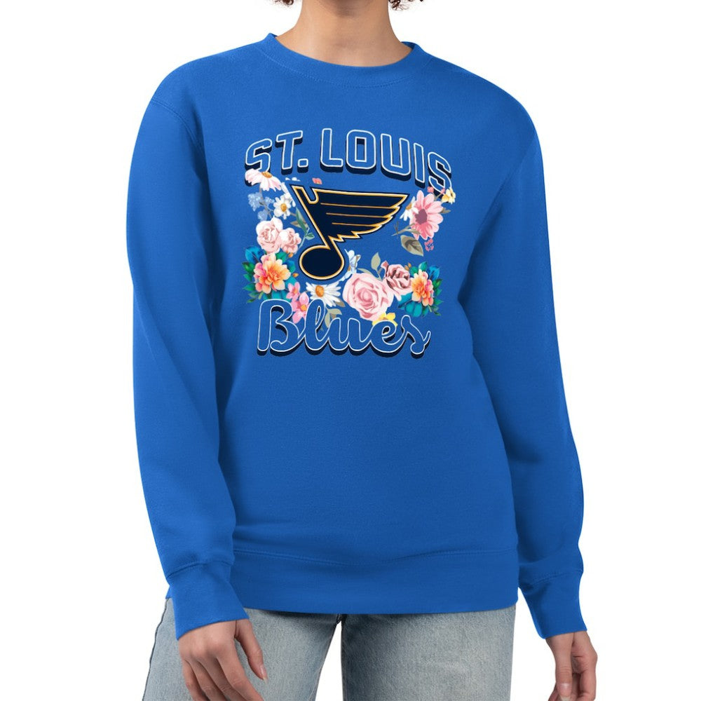 NHL Blue St. Louis Blues G-III 4Her by Carl Banks Women's Flower Logo Pullover Sweatshirt