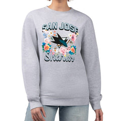 NHL Heather Gray San Jose Sharks G-III 4Her by Carl Banks Women's Flower Logo Pullover Sweatshirt
