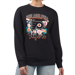 NHL Black Philadelphia Flyers G-III 4Her by Carl Banks Women's Flower Logo Pullover Sweatshirt
