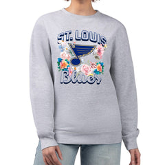 NHL Heather Gray St. Louis Blues G-III 4Her by Carl Banks Women's Flower Logo Pullover Sweatshirt