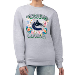 NHL Heather Gray Vancouver Canucks G-III 4Her by Carl Banks Women's Flower Logo Pullover Sweatshirt