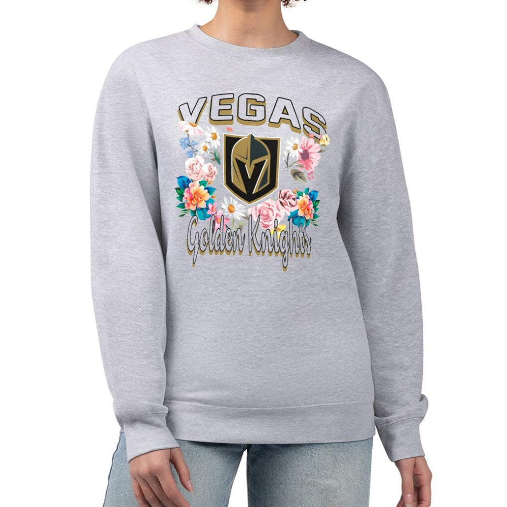 NHL Heather Gray Vegas Golden Knights G-III 4Her by Carl Banks Women's Flower Logo Pullover Sweatshirt