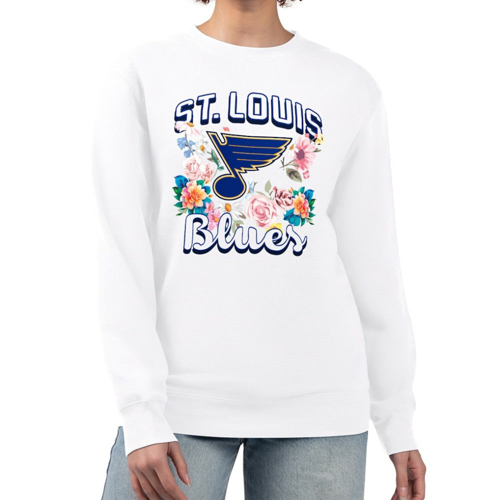 NHL White St. Louis Blues G-III 4Her by Carl Banks Women's Flower Logo Pullover Sweatshirt