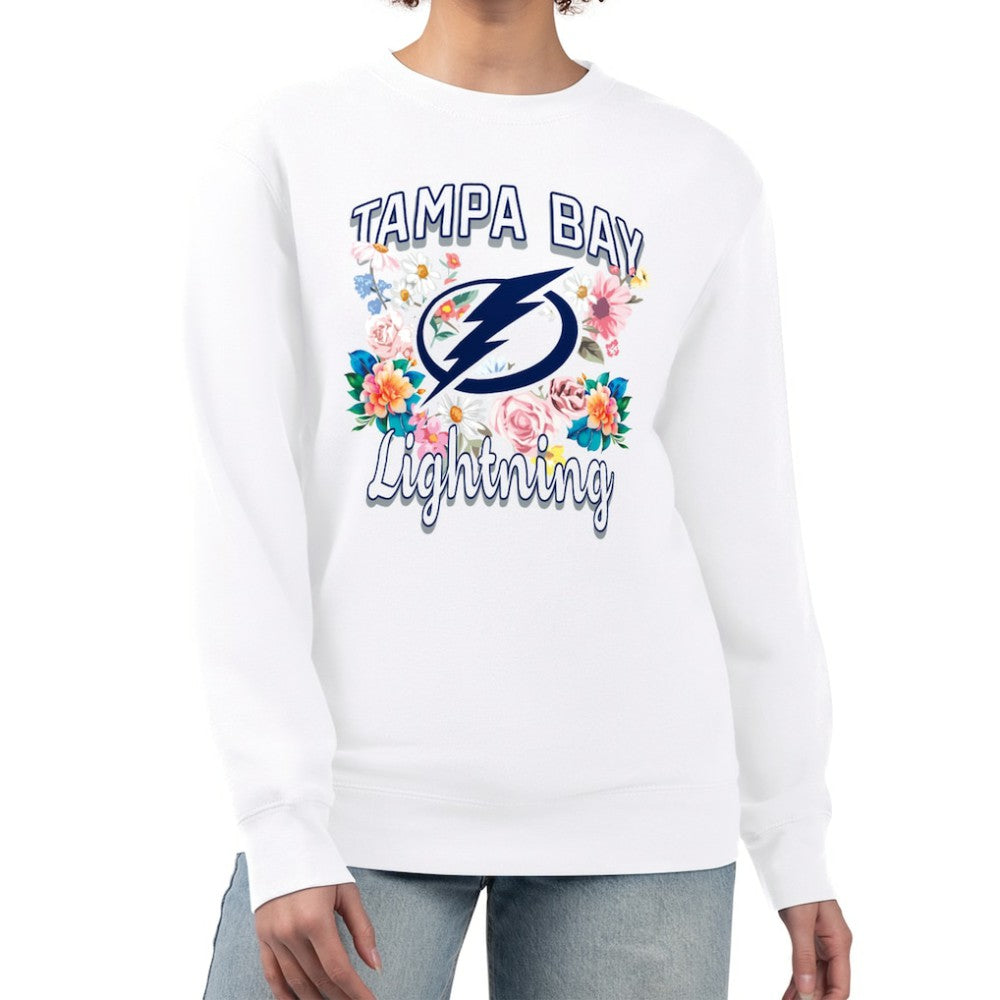 NHL White Tampa Bay Lightning G-III 4Her by Carl Banks Women's Flower Logo Pullover Sweatshirt