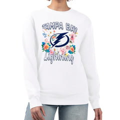 NHL White Tampa Bay Lightning G-III 4Her by Carl Banks Women's Flower Logo Pullover Sweatshirt