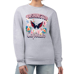 NHL Heather Gray Washington Capitals G-III 4Her by Carl Banks Women's Flower Logo Pullover Sweatshirt