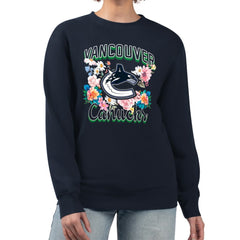 NHL Navy Vancouver Canucks G-III 4Her by Carl Banks Women's Flower Logo Pullover Sweatshirt