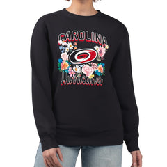 NHL Black Carolina Hurricanes G-III 4Her by Carl Banks Women's Flower Logo Pullover Sweatshirt