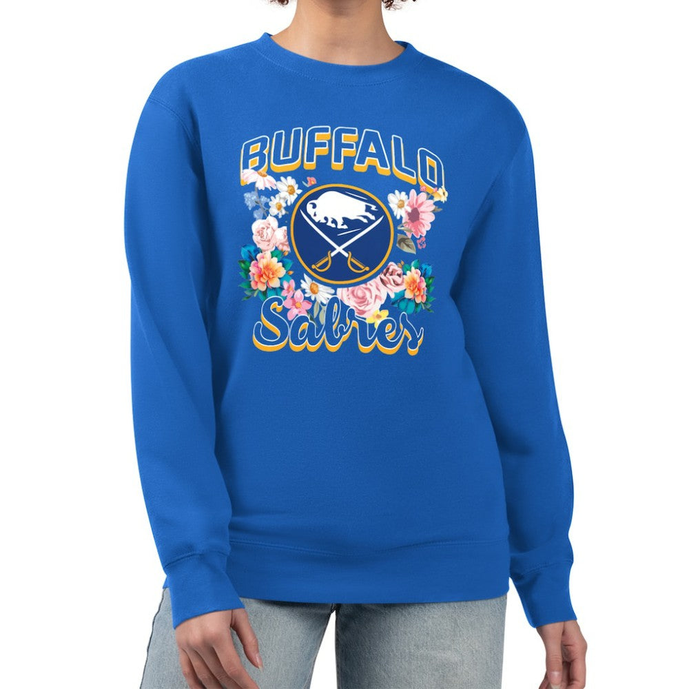 NHL Royal Buffalo Sabres G-III 4Her by Carl Banks Women's Flower Logo Pullover Sweatshirt