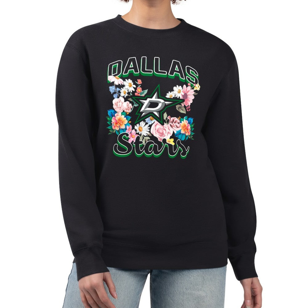 NHL Black Dallas Stars G-III 4Her by Carl Banks Women's Flower Logo Pullover Sweatshirt