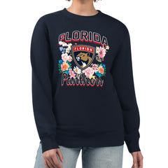 NHL Navy Florida Panthers G-III 4Her by Carl Banks Women's Flower Logo Pullover Sweatshirt