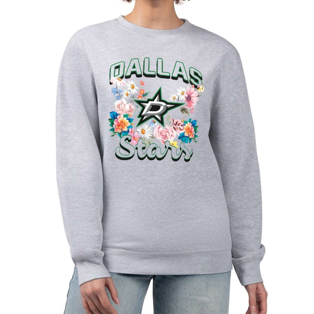 NHL Heather Gray Dallas Stars G-III 4Her by Carl Banks Women's Flower Logo Pullover Sweatshirt