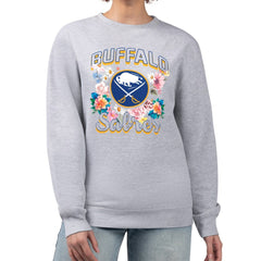 NHL Heather Gray Buffalo Sabres G-III 4Her by Carl Banks Women's Flower Logo Pullover Sweatshirt