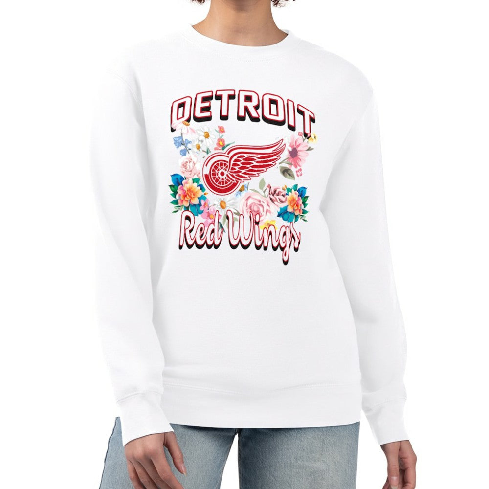 NHL White Detroit Red Wings G-III 4Her by Carl Banks Women's Flower Logo Pullover Sweatshirt