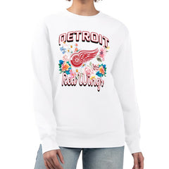 NHL White Detroit Red Wings G-III 4Her by Carl Banks Women's Flower Logo Pullover Sweatshirt