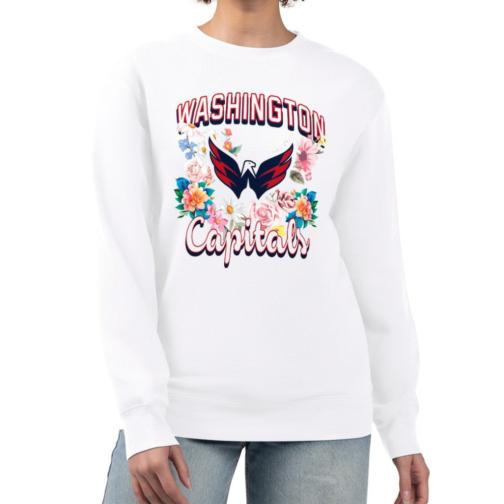 NHL White Washington Capitals G-III 4Her by Carl Banks Women's Flower Logo Pullover Sweatshirt
