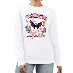 NHL White Washington Capitals G-III 4Her by Carl Banks Women's Flower Logo Pullover Sweatshirt