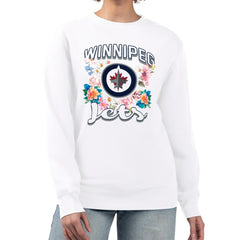 NHL White Winnipeg Jets G-III 4Her by Carl Banks Women's Flower Logo Pullover Sweatshirt