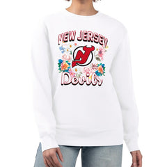 NHL White New Jersey Devils G-III 4Her by Carl Banks Women's Flower Logo Pullover Sweatshirt