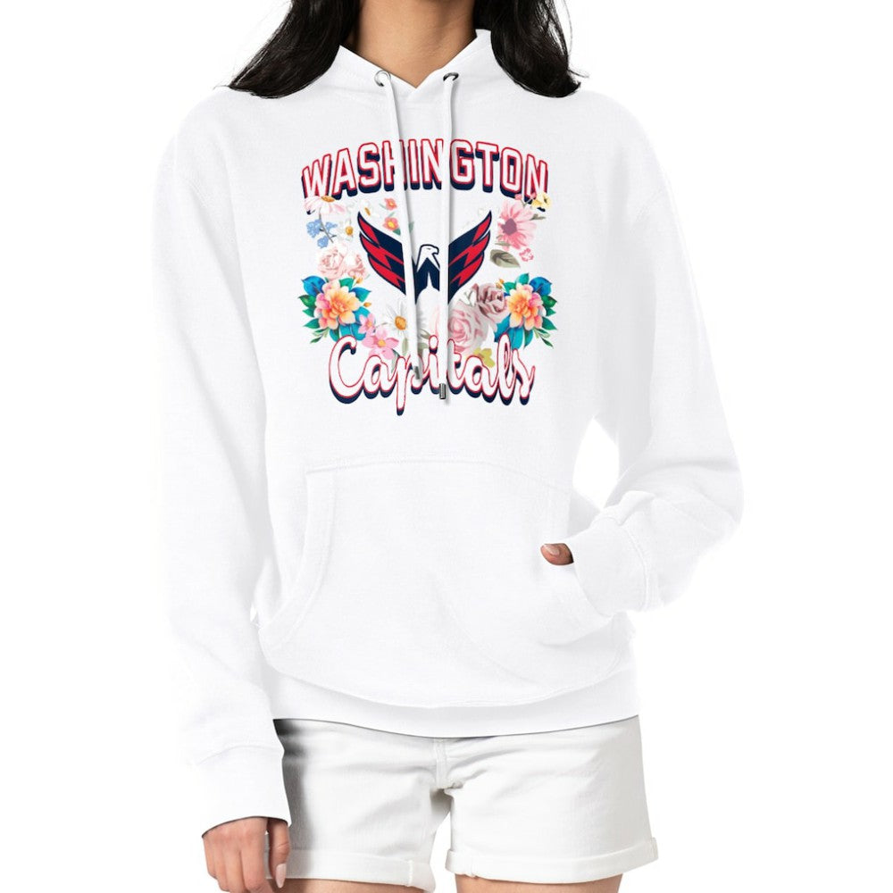 NHL White Washington Capitals G-III 4Her by Carl Banks Women's Flower Logo Pullover Hoodie