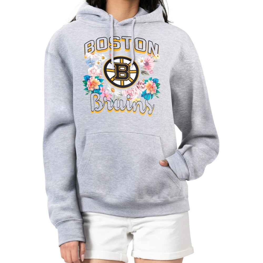 NHL Heather Gray Boston Bruins G-III 4Her by Carl Banks Women's Flower Logo Pullover Hoodie