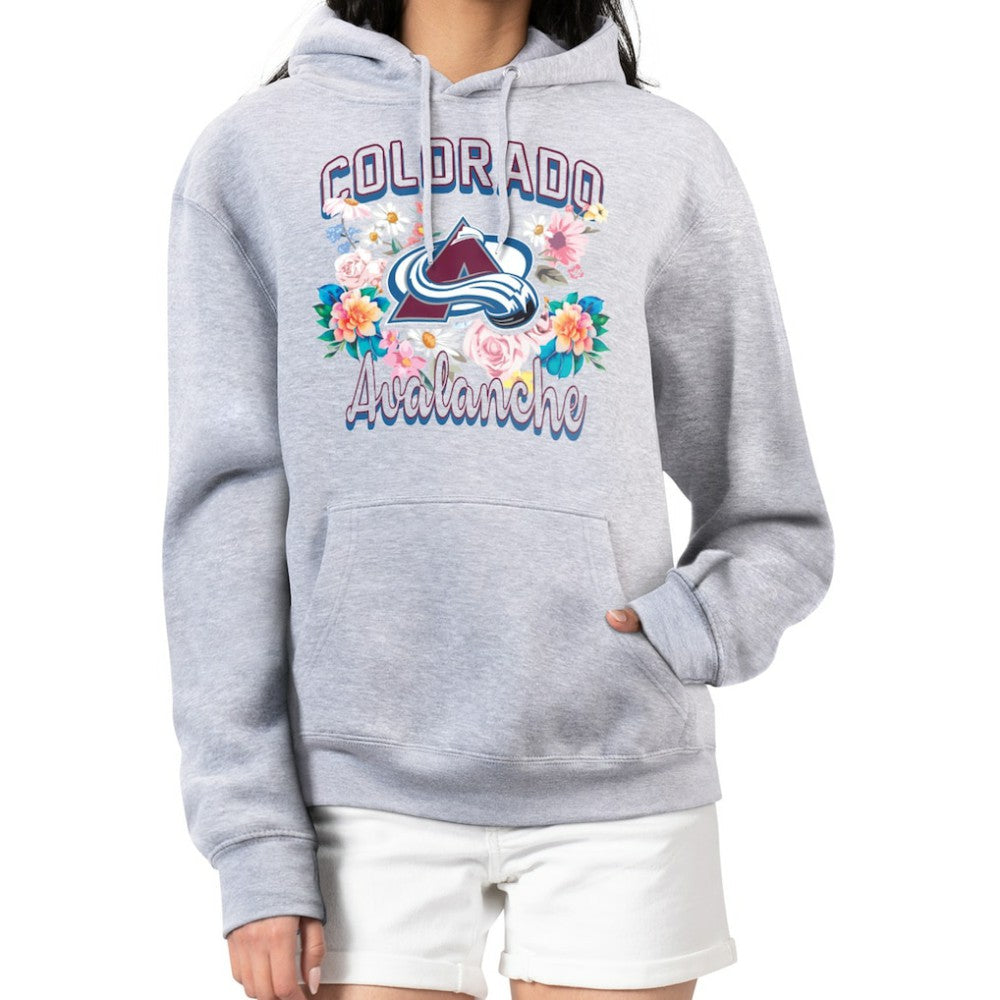 NHL Heather Gray Colorado Avalanche G-III 4Her by Carl Banks Women's Flower Logo Pullover Hoodie