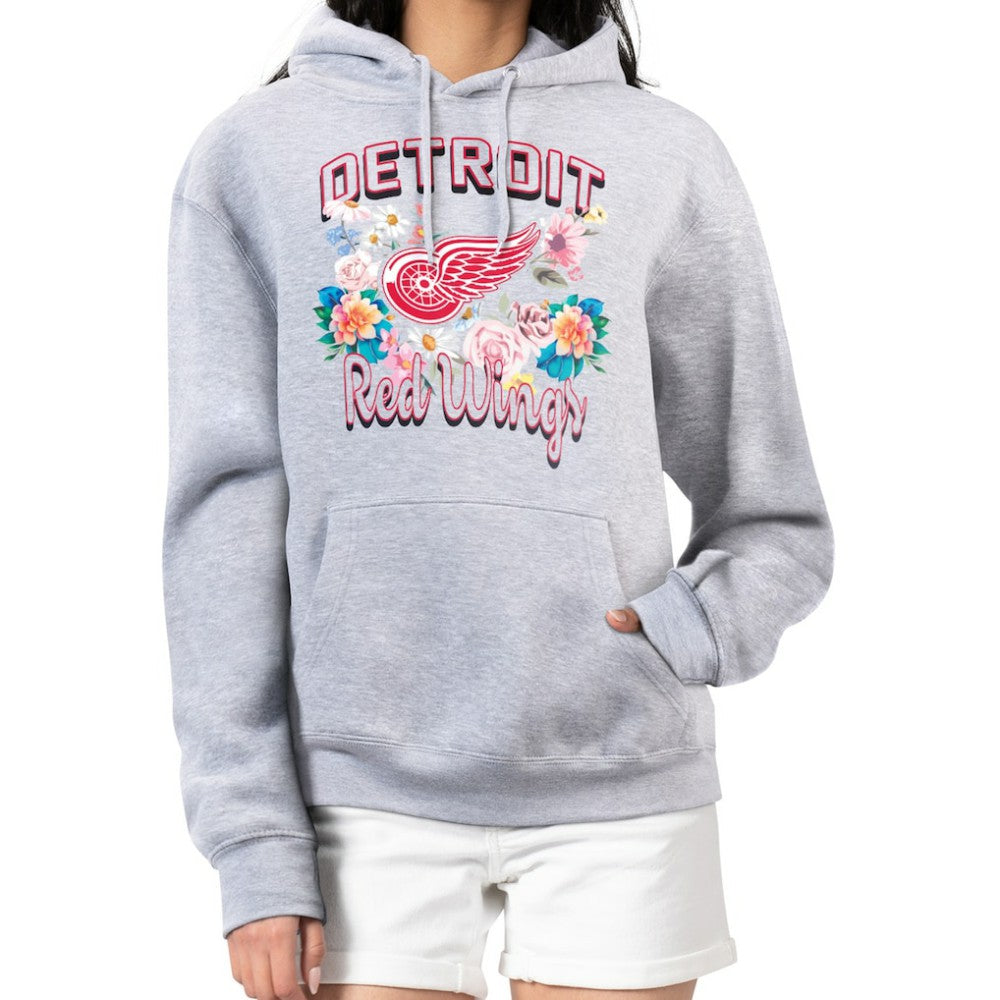 NHL Heather Gray Detroit Red Wings G-III 4Her by Carl Banks Women's Flower Logo Pullover Hoodie