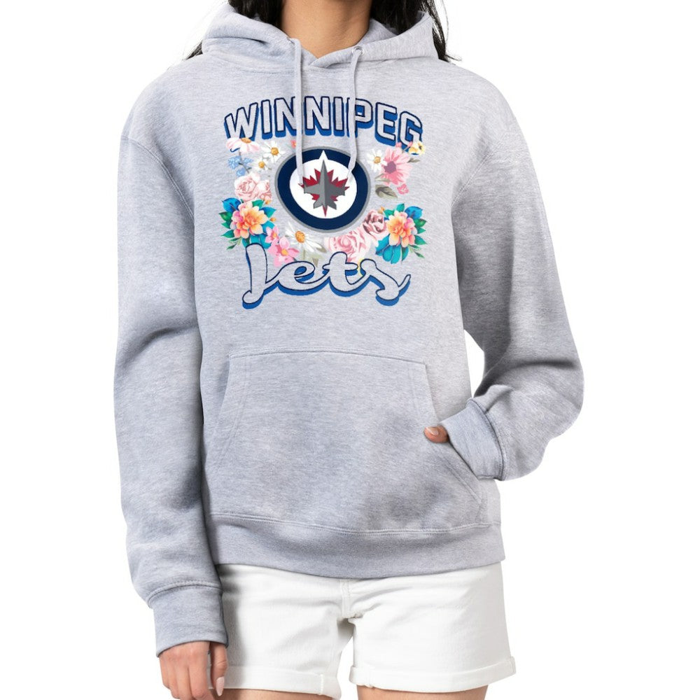 NHL Heather Gray Winnipeg Jets G-III 4Her by Carl Banks Women's Flower Logo Pullover Hoodie