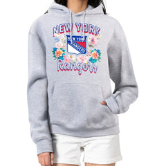 NHL Heather Gray New York Rangers G-III 4Her by Carl Banks Women's Flower Logo Pullover Hoodie