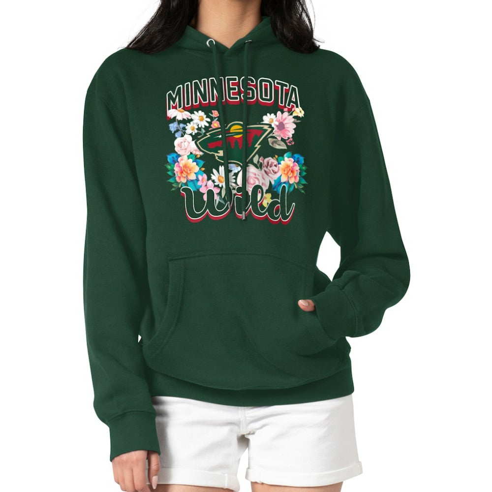 NHL Green Minnesota Wild G-III 4Her by Carl Banks Women's Flower Logo Pullover Hoodie