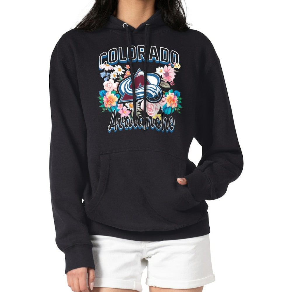 NHL Black Colorado Avalanche G-III 4Her by Carl Banks Women's Flower Logo Pullover Hoodie