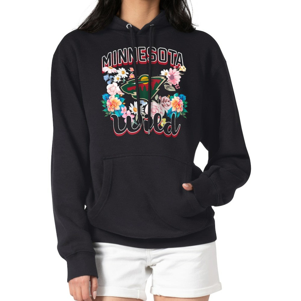 NHL Black Minnesota Wild G-III 4Her by Carl Banks Women's Flower Logo Pullover Hoodie