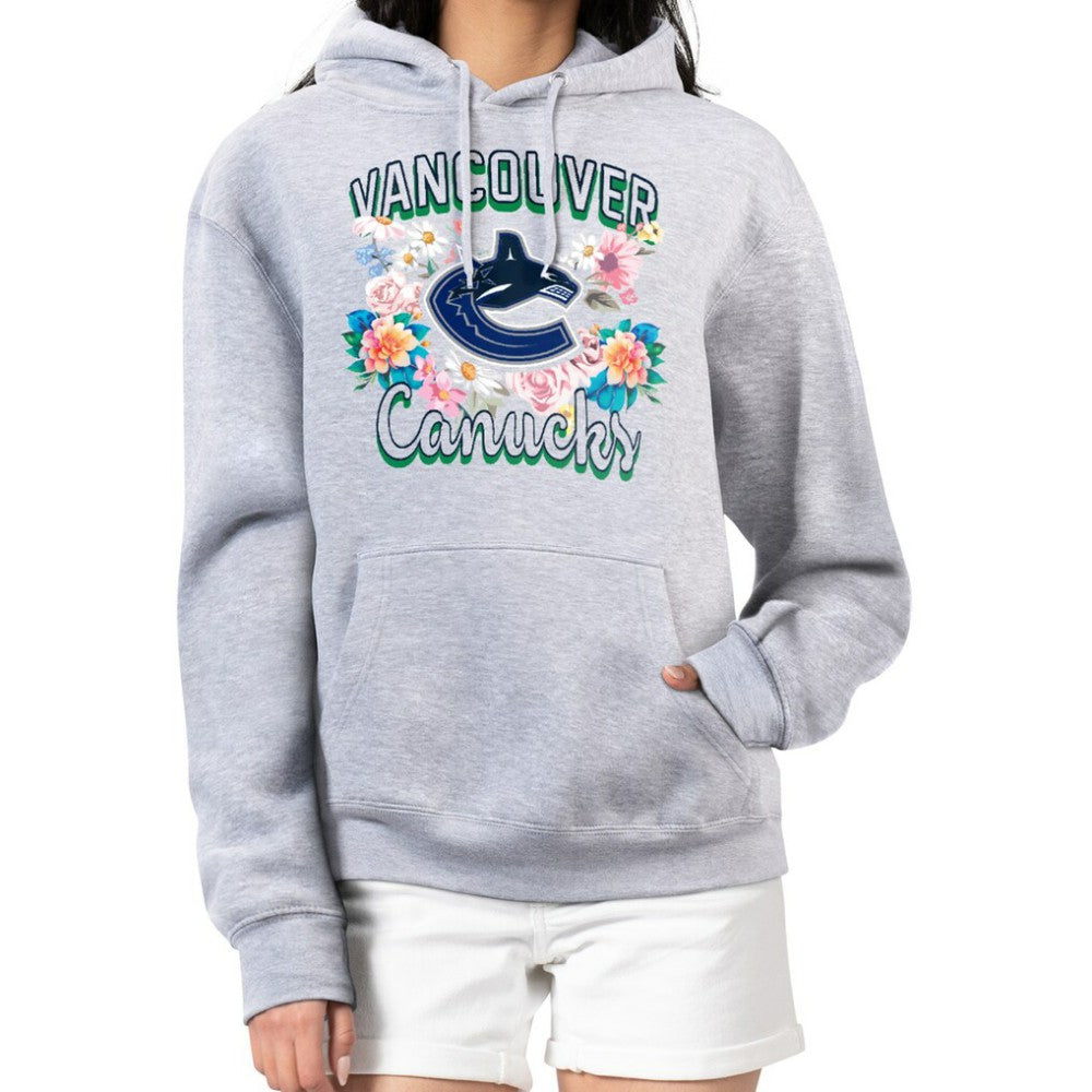 NHL Heather Gray Vancouver Canucks G-III 4Her by Carl Banks Women's Flower Logo Pullover Hoodie