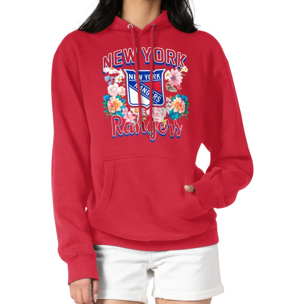 NHL Red New York Rangers G-III 4Her by Carl Banks Women's Flower Logo Pullover Hoodie