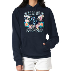 NHL Deep Sea Blue Seattle Kraken G-III 4Her by Carl Banks Women's Flower Logo Pullover Hoodie